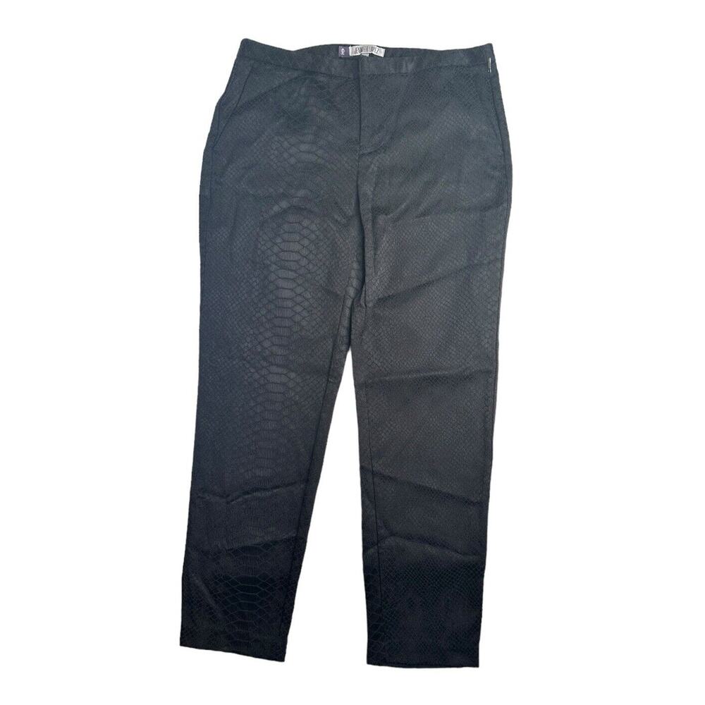 NEW Jennifer Lopez Black Snake Embossed Cropped Ankle Career Pants Stretch Sz 6